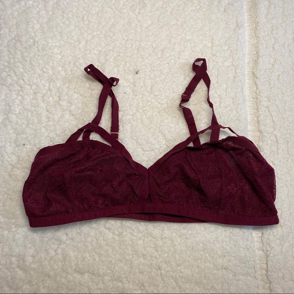 Burgundy lace bralette